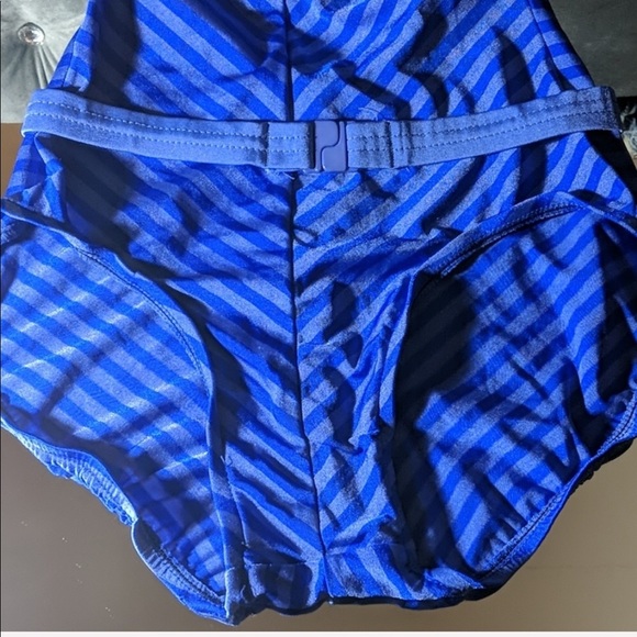 Callie Vintage: Blue Chevron Striped Full Swimsuit - Picture 3 of 8